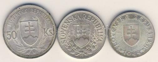 Szlovákia 1941. 20K Ag, 1944. 10K Ag + 50K Af T:2+,2 kis ph