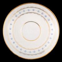 Porcelán kanna, 2 db csészével és csészealjjal, kézzel festett, jelzés nélkül, kannán felszíni hajsz...