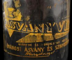 Régi ásványvizes csatos üveg, jelzés nélkül, kopásnyomokkal, m: 32,5 cm + dekoratív, formába öntött ...