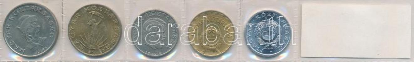 1990. 1Ft-20Ft 5xklf db, kiadatlan forgalmi sor laminált fóliatokban, "Magyar Köztársaság"...