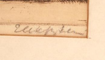 Elekfy Jenő (1895-1968): Ősszel. Rézkarc, papír, jelzett, üvegezett keretben, 28×36 cm