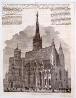 1857 Bécs, Stephansdom, rotációs fametszet, papír, a Vasárnapi Újság 4. évfolyamából, 33,5×26 cm