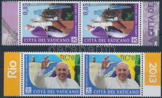 Pápai utazások 2013 sor ívszéli párokban, Papal trips 2013 set in margin pairs