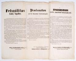 1849 Felszólítás Erdély népeihez, Ludwig von Wohlgemuth (1788-1851) Erdély katonai és polgári kormányzója által kiadott felhívás (aug. 13.), magyar, német és (cirill betűs) román nyelven