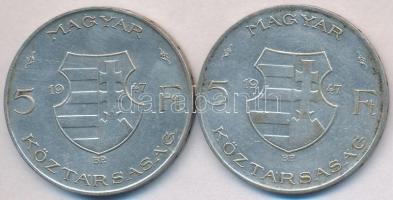 1947. 5Ft Ag "Kossuth" (2x) T:3