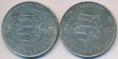 1947. 5Ft Ag "Kossuth" (2x) T:3