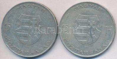 1947. 5Ft Ag "Kossuth" (2x) T:3