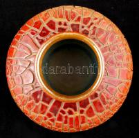 Zsolnay repesztett mázas váza, jelzett, lepattanásokkal, m:12 cm