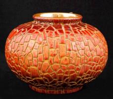 Zsolnay repesztett mázas váza, jelzett, lepattanásokkal, m:12 cm