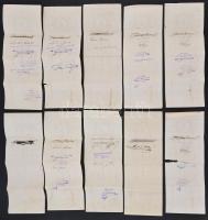 Budapest 1928-1929. 10db kitöltött váltó "Bauer Emil, Budapest, VII. Dohány u. 1." bélyegz...