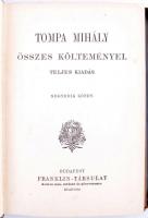 Tompa Mihály összes költeményei. I-IV. kötet. Rendezték barátai, Arany János, Gyulai Pál, Lévay Józs...