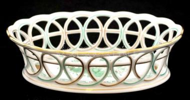 Herendi indiai kosár mintás áttört kosár, kézzel festett, jelzett,hibátlan, 21x15x5cm