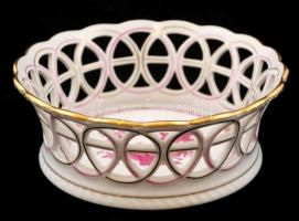 Herendi indiai kosár mintás áttört kosár, kézzel festett, jelzett,hibátlan, 19x7cm