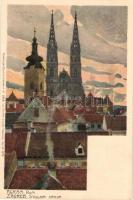 Zagreb, Agram; Dom, Stolna Crkva. Ottmar Zieher Künstlerpostkarte No. 2906. litho unsigned Raoul Frank