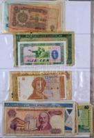104db-os vegyes külföldi bankjegy tétel albumba rendezve, közte Csehszlovákia, Görögország, Irak Ken...