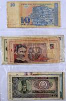 104db-os vegyes külföldi bankjegy tétel albumba rendezve, közte Csehszlovákia, Görögország, Irak Ken...