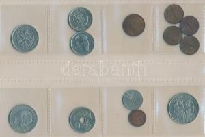 111db-os vegyes magyar és külföldi fémpénz tétel albumba rendezve, nem minden oldal beillesztett, kö...