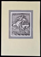 Kozma Lajos (1884-1948): Leányrablás, fametszet, jelzett a fametszeten, kartonra kasírozva, 13×11 cm