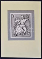 Kozma Lajos (1884-1948): Tánc. Fametszet, jelzett a fametszeten, kartonra kasírozva, 12x10 cm