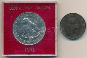 Vegyes: Gibraltár 1971. 25P Cu-Ni "II. Erzsébet" + Portugália 1892. 20R Br "I. Károly" T:2,2-,3 Mixed: Gibraltar 1971. 25 Pence Cu-Ni "Elizabeth II" + Portugal 1892. 20 Reis Br "Carlos I" C:XF,VF,F