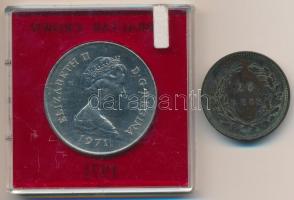 Vegyes: Gibraltár 1971. 25P Cu-Ni "II. Erzsébet" + Portugália 1892. 20R Br "I. Károly...