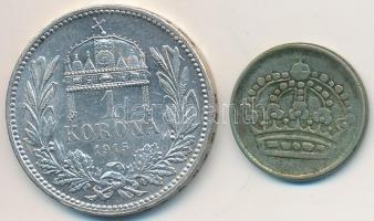Vegyes: 1915KB 1K Ag "Ferenc József" + Svédország 1961. 10ö Ag T:2,2-