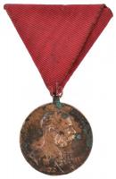 1898. Jubileumi Emlékérem Fegyveres Erő Számára Br kitüntetés mellszalaggal T:2-,3 ph., patina Hungary 1898. Commemorative Jubilee Medal for the Armed Forces decoration with ribbon C:VF,F edge error, patina NMK 249.