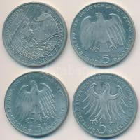 NSZK 1981-1984. 5M (4xklf) emlékérme T:1-,2
FRG 1981-1984. 5 Mark (4xdiff) commemorative coins C:AU...