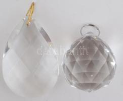 2 db átlátszó feng shui kristály (gömb, cseppalakú)