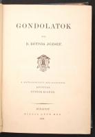 báró Eötvös József: Gondolatok. (báró Eötvös József összes munkái I.) Bp., 1891, Ráth Mór. Kiadói ar...