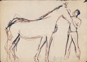 BM jelzéssel: Ló. Tus, papír, jelzett, kis szakadással, 21x30 cm