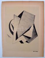 Ruzicskay György (1896-1993): Geometriai formák. Algrafia, papír, jelzett az algrafián, 19x25 cm