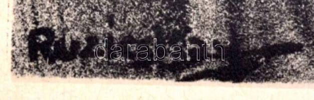 Ruzicskay György (1896-1993): Futurisztikus jármű. Algrafia, papír, jelzett az algrafián, 19x25 cm