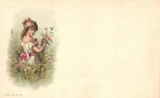 Girl collecting flowers, G. &amp; V. St. No. 134, litho