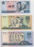 Kína 1980. 10Y + 1990. 50Y + 100Y T:II,III China 1980. 10 Yuan + 1990. 50 Yuan + 100 Yuan C:XF,F