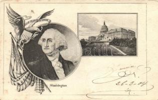 President George Washington, Capitol, flags (fl)