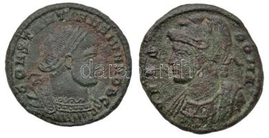 Római Birodalom / Siscia / I. Constantinus 330-333. Follis Cu (2,56g) + II. Constantinus 334-335. AE3 Cu (2,78g) T:2,2- Roman Empire / Siscia / Constantine I 330-333. Follis Cu "VRBS ROMA / GammaSIS" (2,56g) + Constantine II 334-335. AE3 Cu "CONSTANTINVS IVN NOB C / GLOR-IA EXERC-ITVS - .ESIS." (2,78g) C:XF,VF RIC VII 222;236.