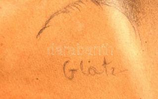 Glatz jelzéssel: Női portré. Ceruza, papír, üvegezett keretben, 15×13 cm