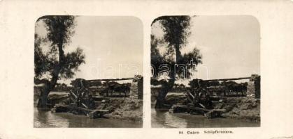 Cairo, Schöpfbrunnen / fountain, stereo card (18cm x 8,8cm) (non PC) (EK)