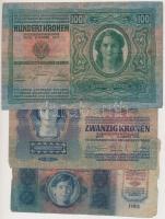 1912. 100K + 1913. 20K román felülbélyegzéssel + 1915. 10K román felülbélyegzéssel T:III,III-