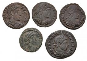 5db-os vegyes római rézpénz tétel, közte II. Constantinus, II. Constantius, Valens T:vegyes 5pcs of Roman copper coins, including Constantine II, Constantius II, Valens C:mixed
