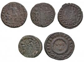 5db-os vegyes római rézpénz tétel, közte II. Constantinus, II. Constantius, Valens T:vegyes
5pcs of...