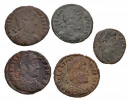 5db-os vegyes római rézpénz tétel, közte I. Valentinianus, Valens T:vegyes 5pcs of Roman copper coins, including Valentinian I, Valens C:mixed