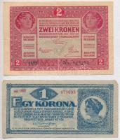 1917. 2K + 1920. 1K + 1912. 100K + 1913. 20K román felülbélyegzéssel T:III