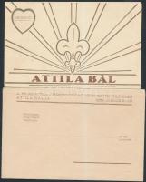 1938 Meghívó a Vecsési 83. Attila Cserkészcsapat Attila-báljára, borítékkal