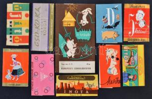cca 1960-70 Magyar, retró csokoládépapírok, különböző méretben, 10db / chocolate papers