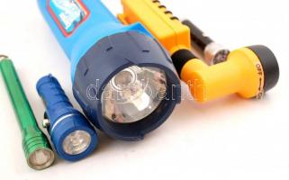 5 db különféle elemlámpa, különböző méretben (főleg kicsik)