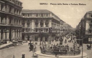 Naples, Napoli; Piazza della Borsa, Fontana Medusa / square, fountain, office of Italia Norddeutscher-Lloyd