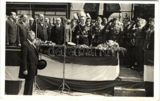 1940 Szatmárnémeti, Satu Mare; bevonulás, Horthy Miklós, Teleki Pál, Hómann Bálint / entry of the Hungarian troops, &#039;Szatmárnémeti visszatért&#039; So. Stpl (EK)