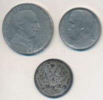Vegyes: Olaszország 1921R 50c Ni recés peremű + 1924R 2L Ni + Orosz Birodalom 1907. 20k Ag T:2-
Mix...